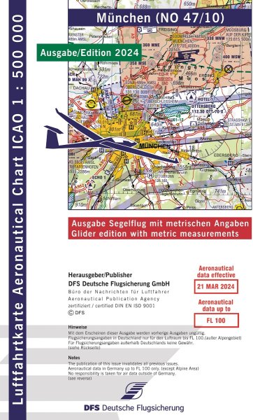ICAO Glider Chart · Munich 2024 — NO 47/10 (1:500.000)