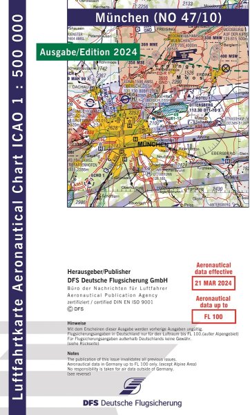 ICAO-Karte · München 2024 — Blatt NO 47/10 (1:500.000)