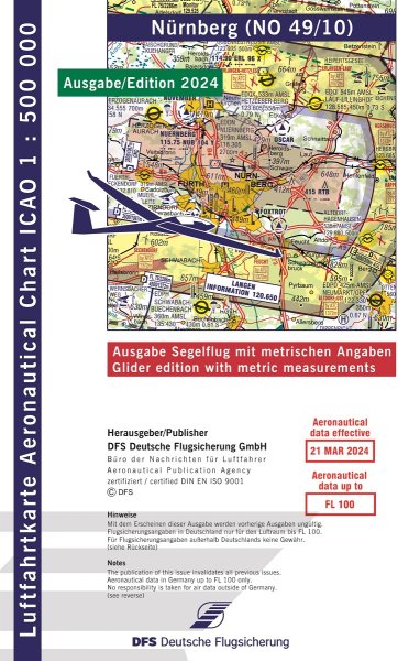 ICAO-Segelflugkarte · Nürnberg 2024 — Blatt NO 49/10 (1:500.000)